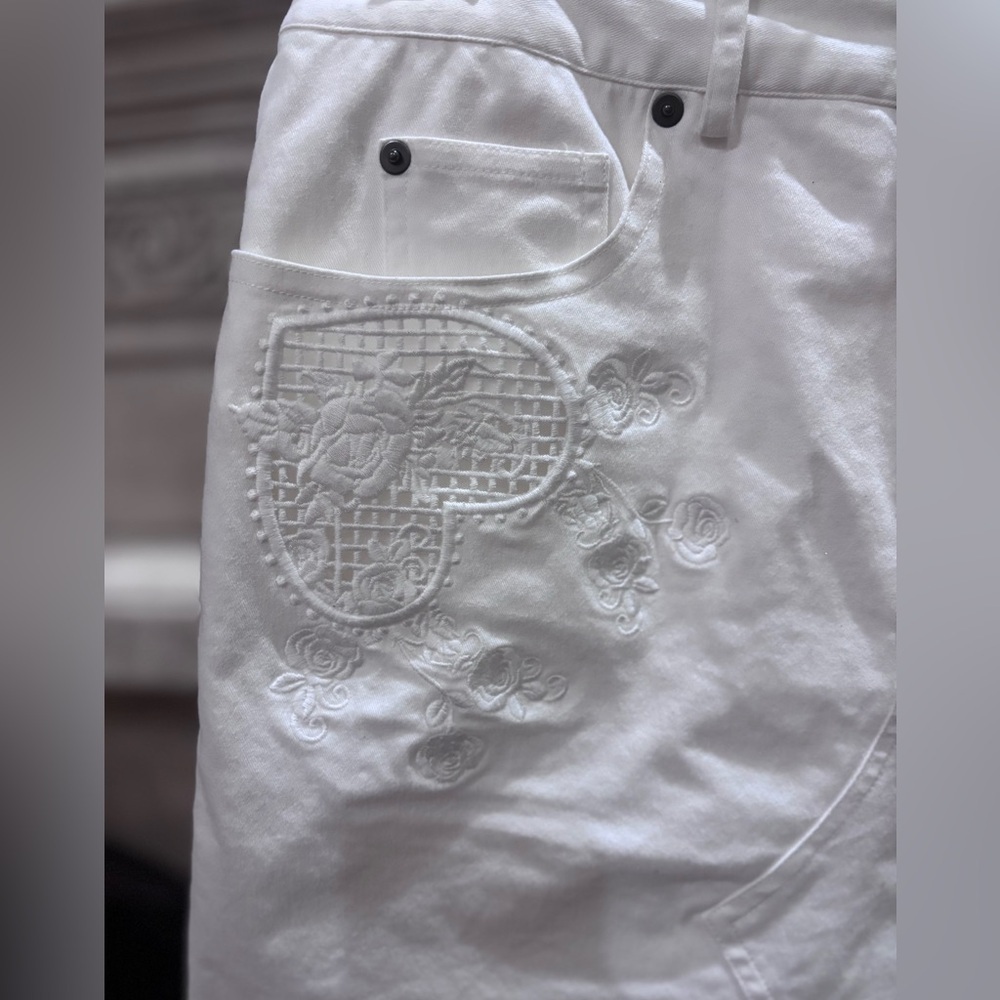 White Denim Distressed Skirt Size 8 Rebecca Minkoff - Picture 2 of 11